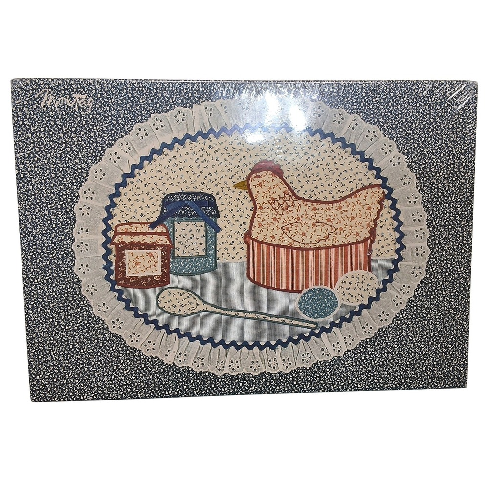 Cottagecore Montag Country Hen Nest Applique Stationery Set Blue Vintage 1983